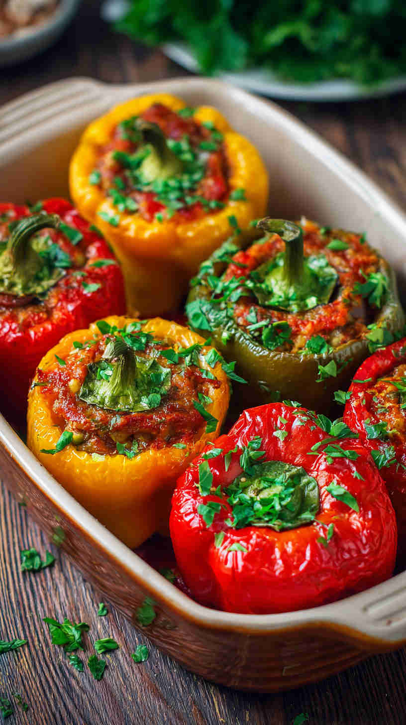 Crockpot Vegetarian Stuffed Peppers Casserole