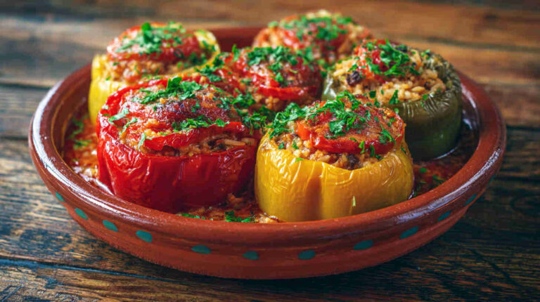 Crockpot Vegetarian Stuffed Peppers Casserole