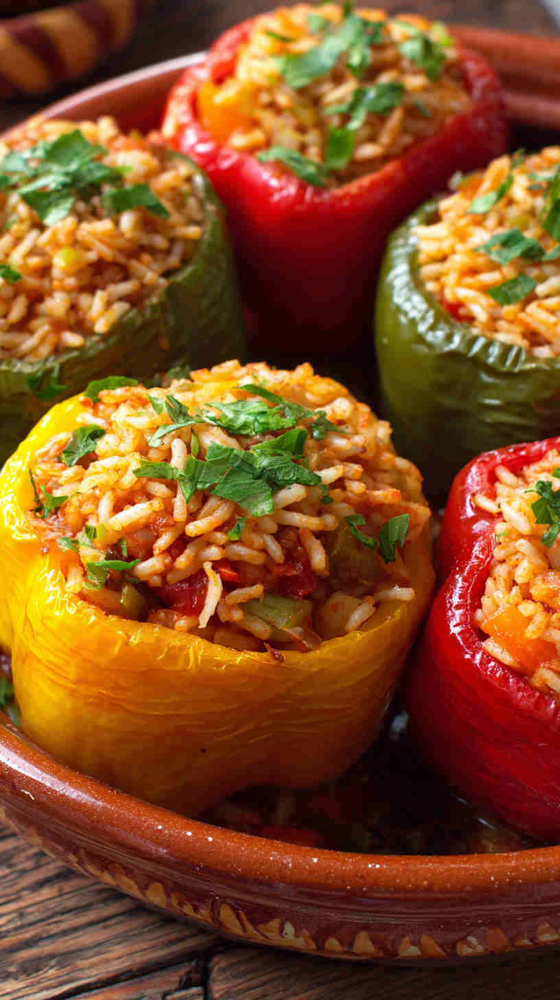 Crockpot Vegetarian Stuffed Peppers Casserole