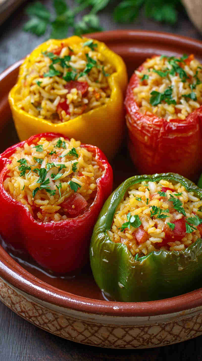 Crockpot Vegetarian Stuffed Peppers Casserole
