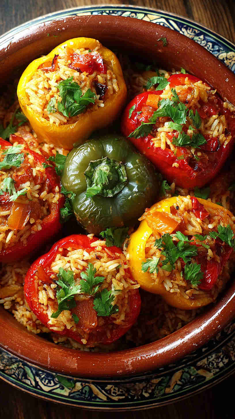Crockpot Vegetarian Stuffed Peppers Casserole