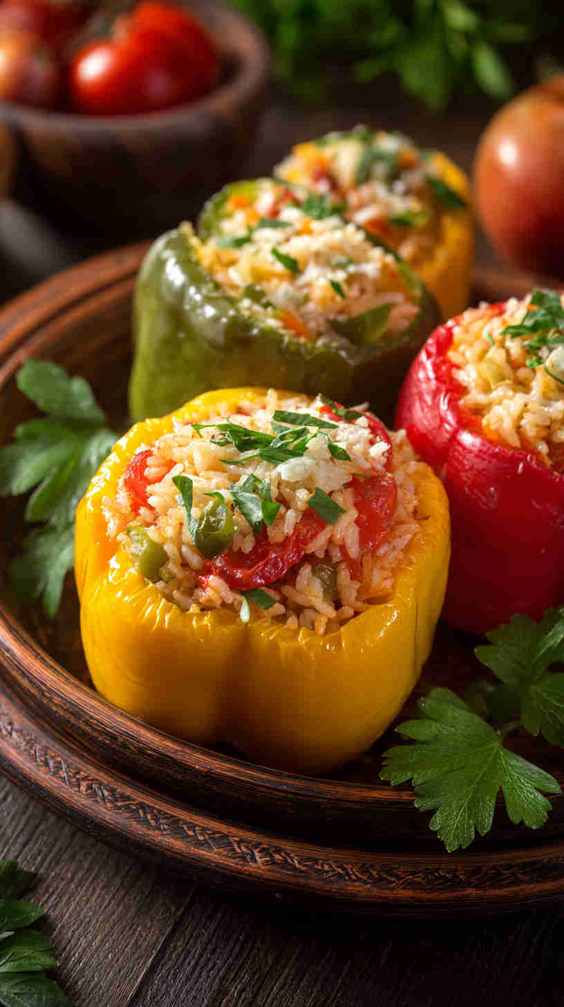 Crockpot Vegetarian Stuffed Peppers Casserole