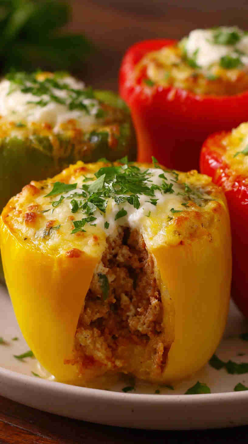 Crockpot Vegetarian Stuffed Peppers Casserole