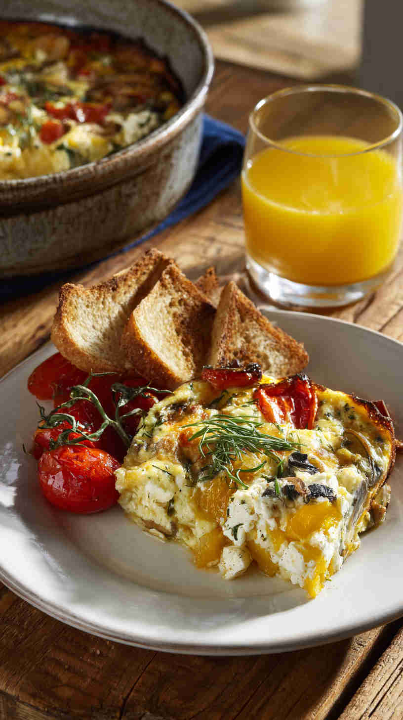 Crockpot Veggie and Feta Breakfast Casserole