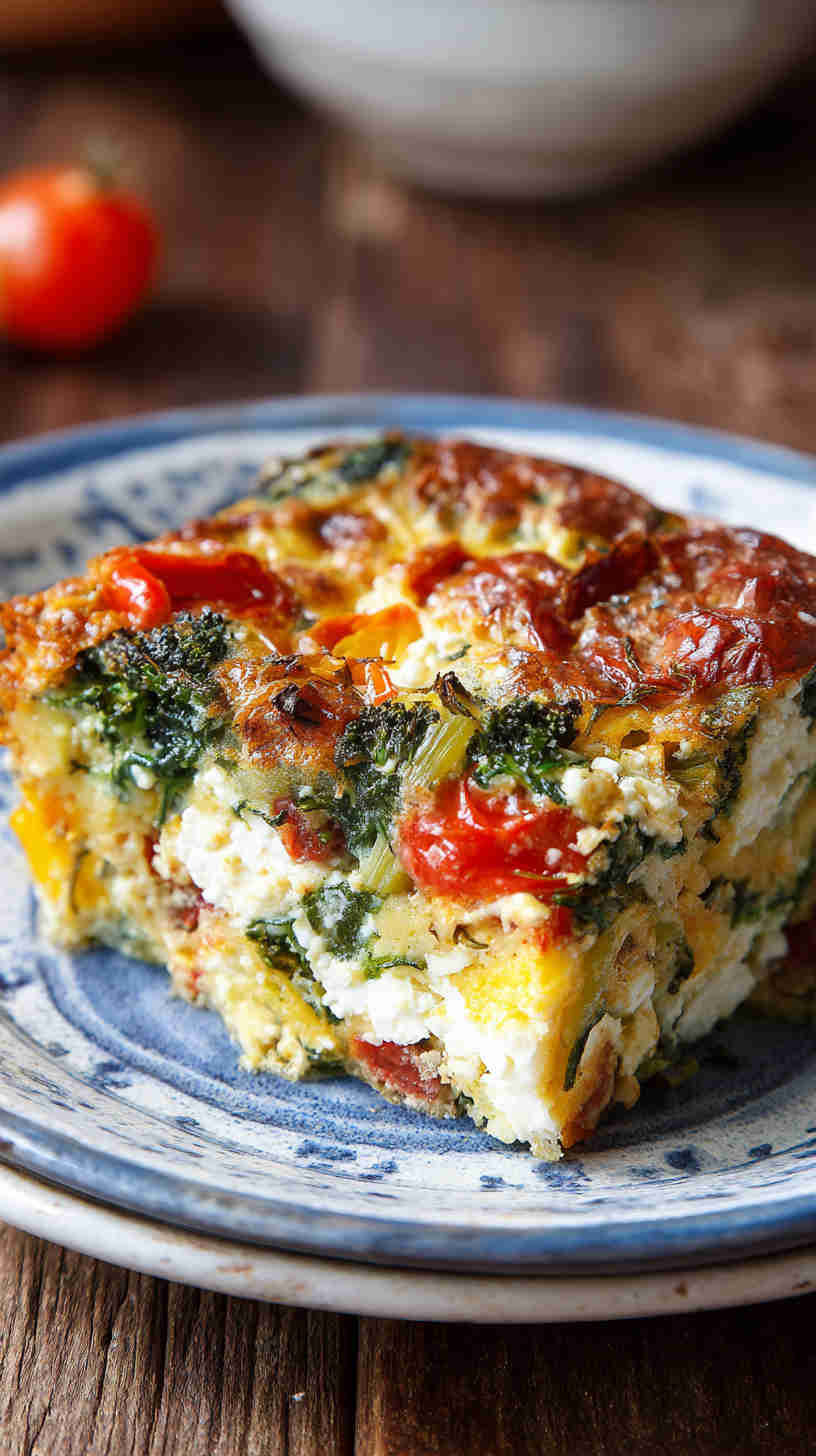Crockpot Veggie and Feta Breakfast Casserole