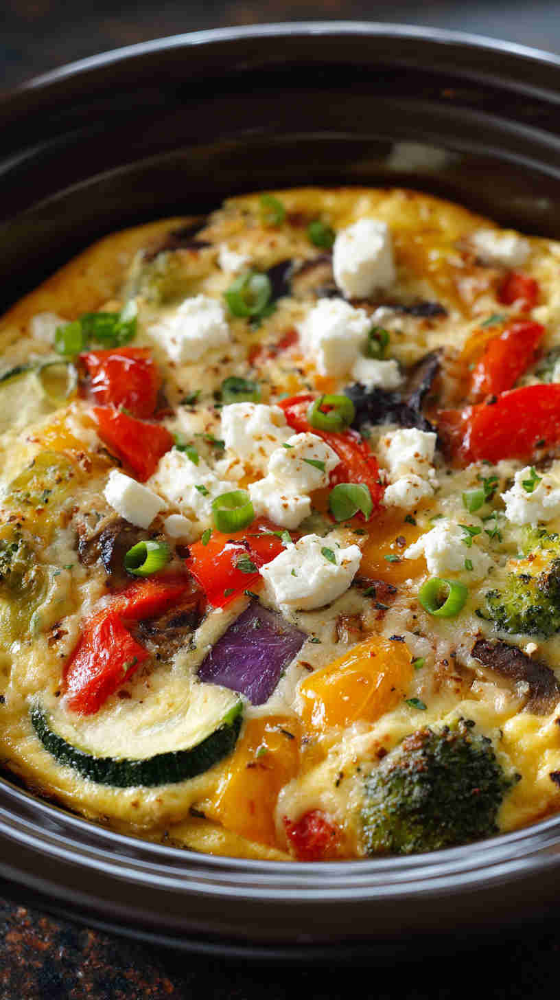 Crockpot Veggie and Feta Breakfast Casserole