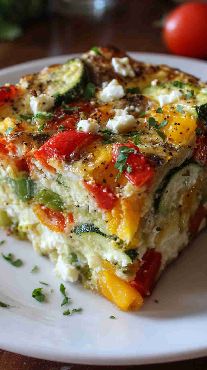 Crockpot Veggie and Feta Breakfast Casserole