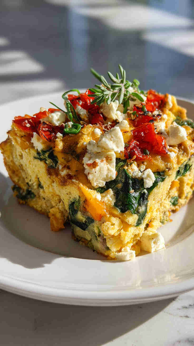 Crockpot Veggie and Feta Breakfast Casserole