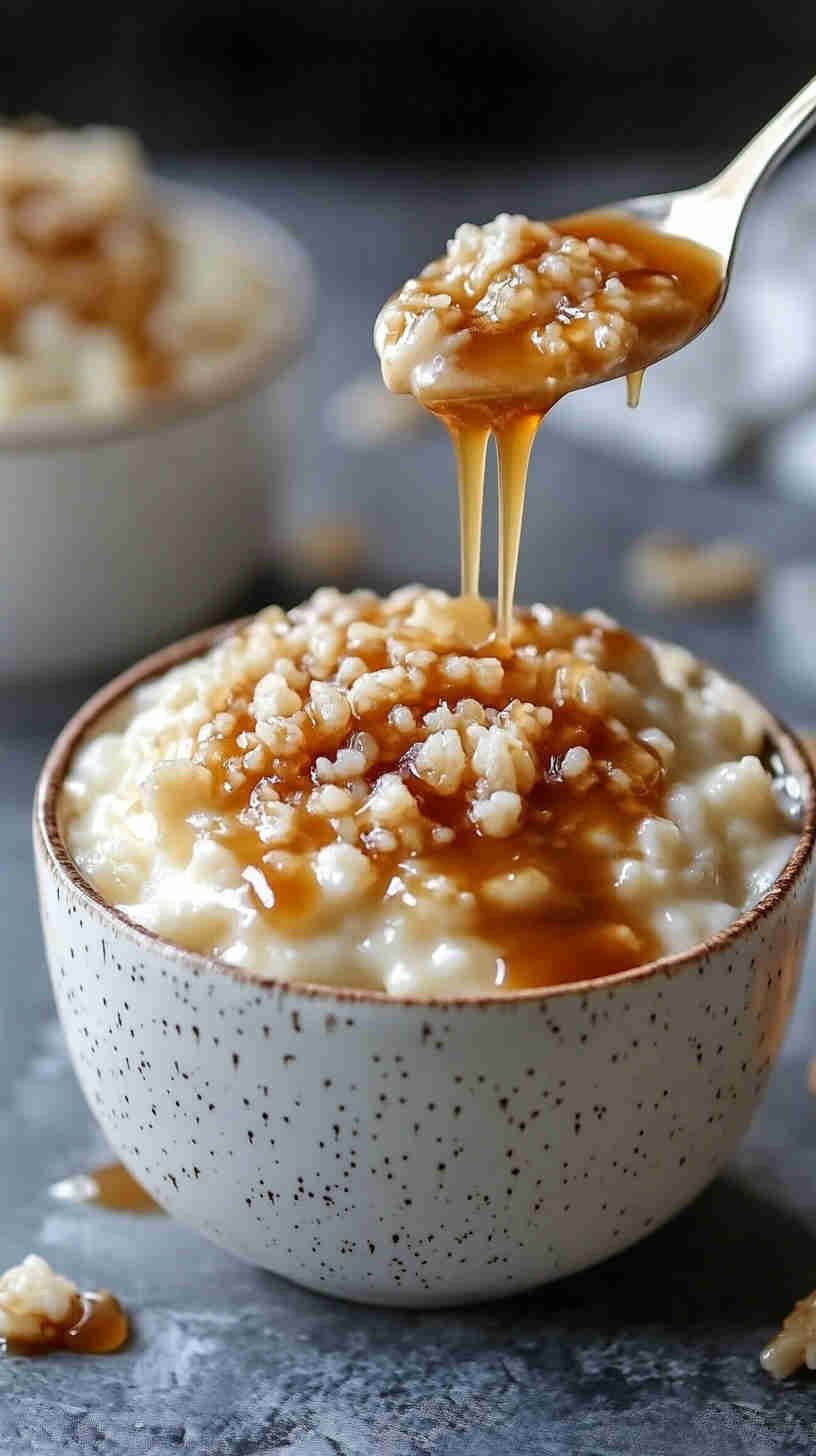 Decadent Slow Cooker Rice Pudding with Caramel Drizzle