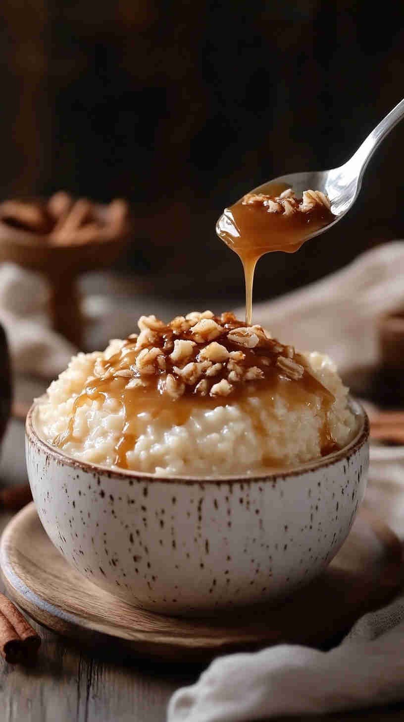 Decadent Slow Cooker Rice Pudding with Caramel Drizzle