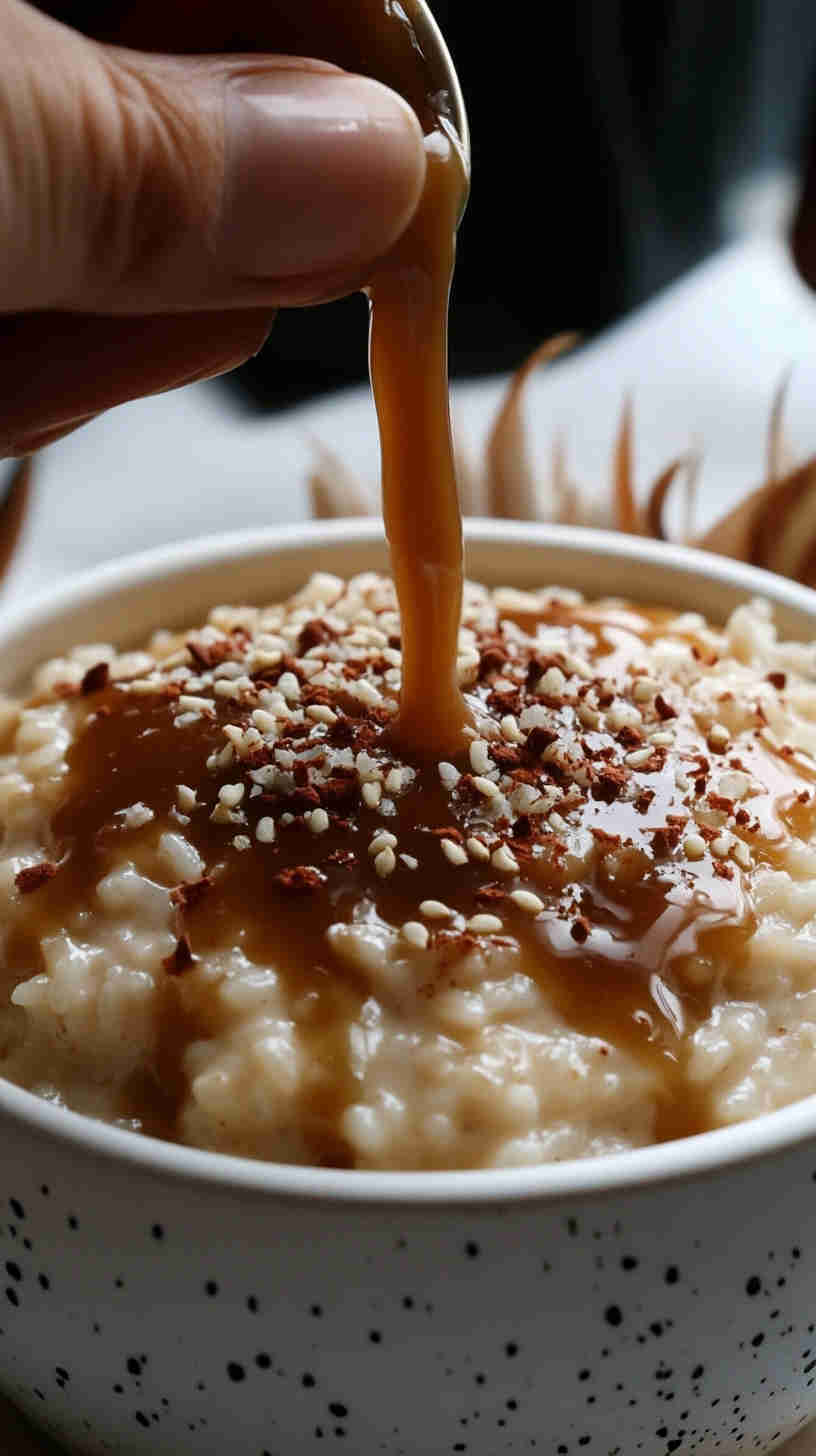 Decadent Slow Cooker Rice Pudding with Caramel Drizzle