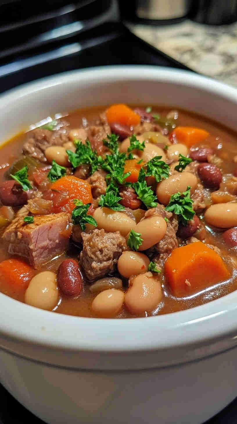 Deliciously Thick Crock Pot 15 Bean Soup