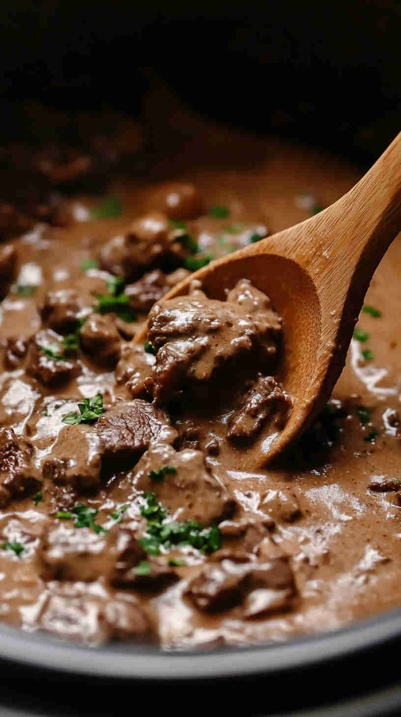 Easy Slow Cooker Beef Stroganoff