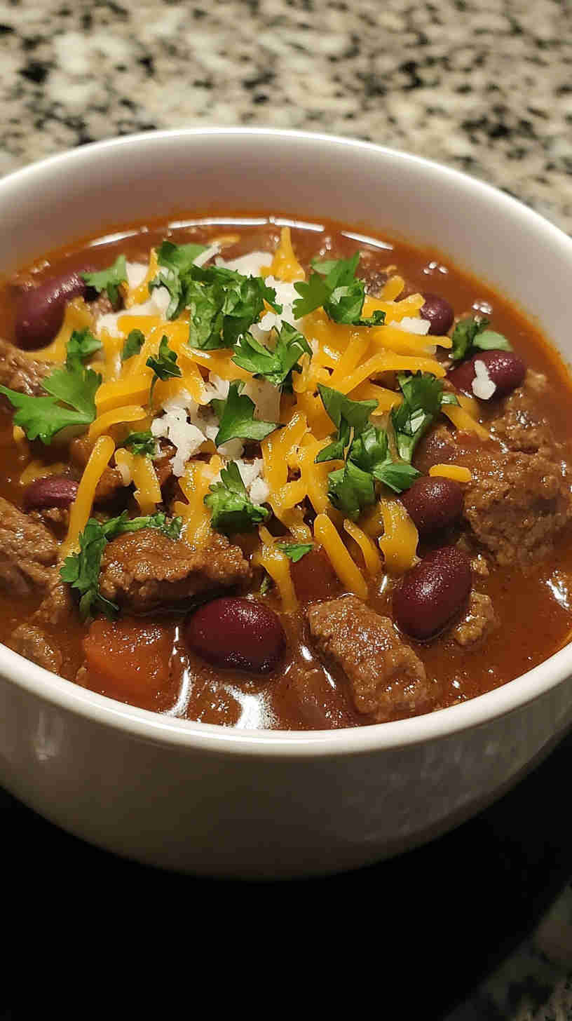 Easy Slow Cooker Beef and Bean Chili
