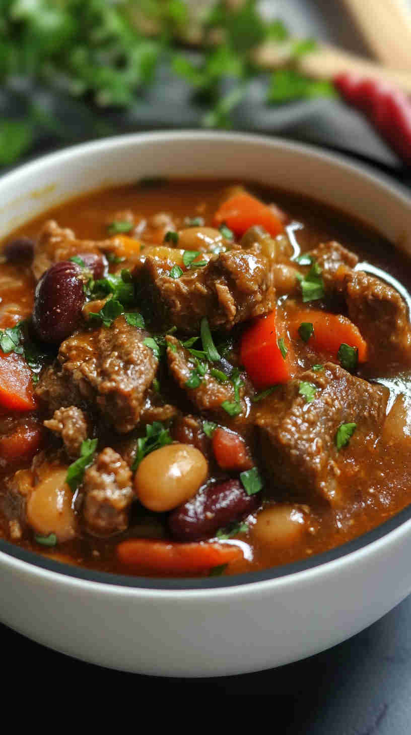 Easy Slow Cooker Beef and Bean Chili