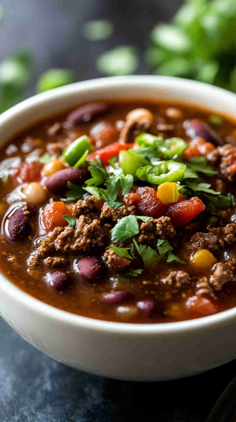 Easy Slow Cooker Beef and Bean Chili