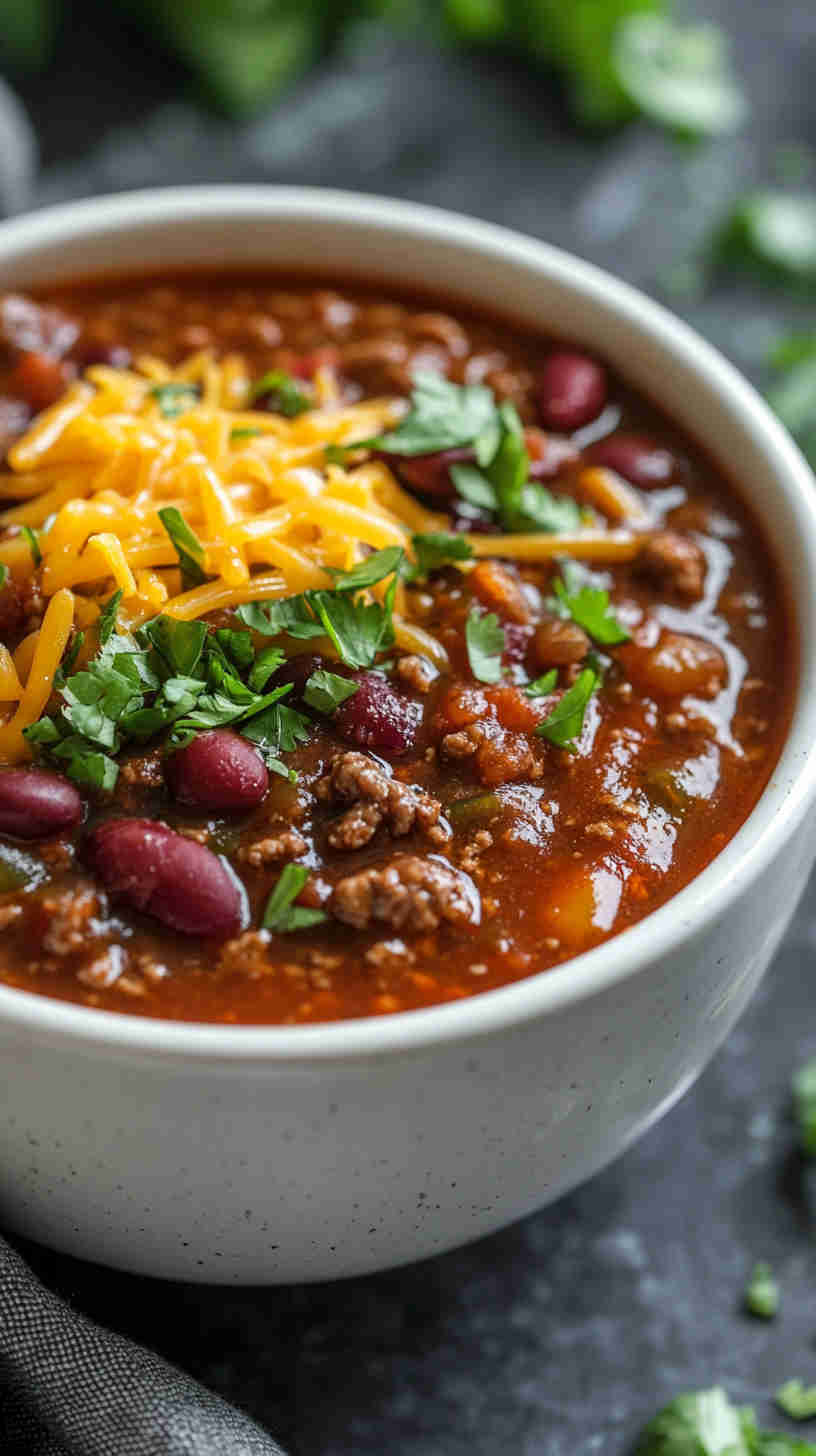 Easy Slow Cooker Beef and Bean Chili
