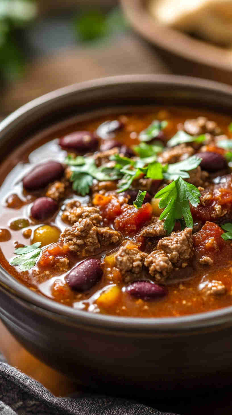Easy Slow Cooker Beef and Bean Chili
