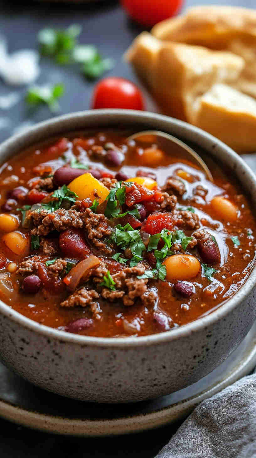 Easy Slow Cooker Beef and Bean Chili
