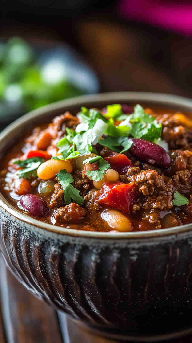 Easy Slow Cooker Beef and Bean Chili