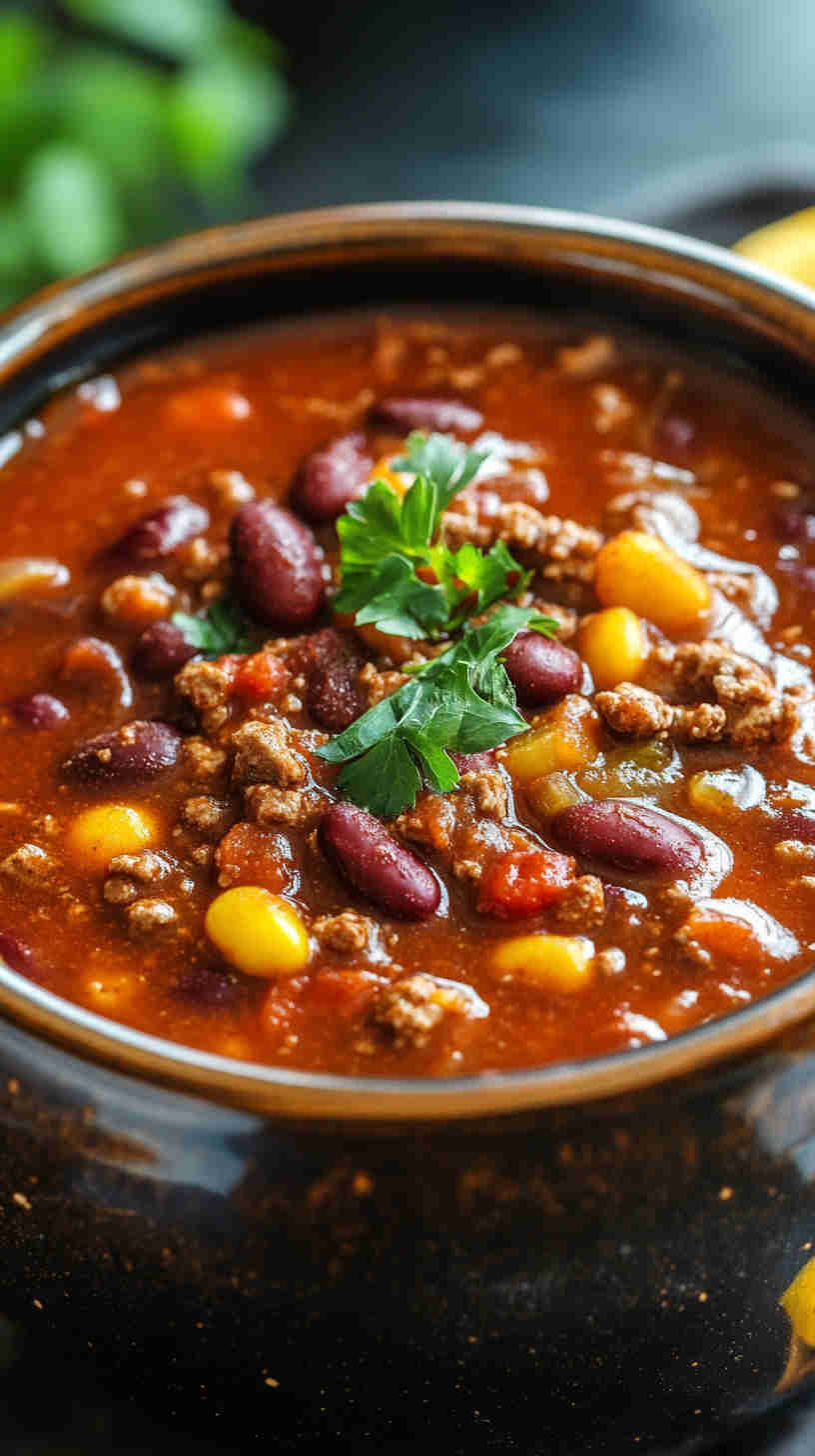 Easy Slow Cooker Beef and Bean Chili