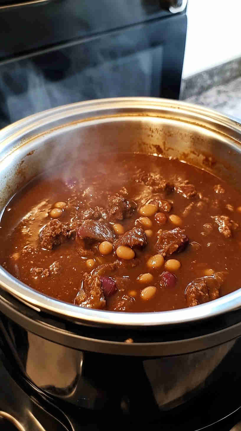 Easy Slow Cooker Beef and Bean Chili