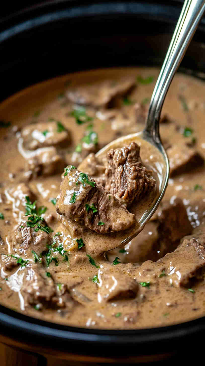 Family Favorite Crock Pot Beef Stroganoff