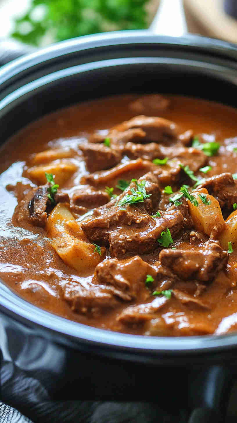 Family Favorite Crock Pot Beef Stroganoff