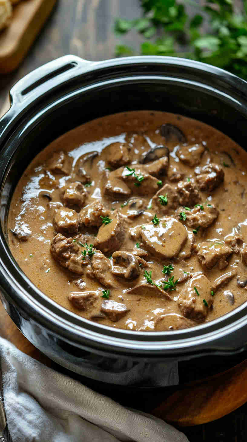 Family Favorite Crock Pot Beef Stroganoff