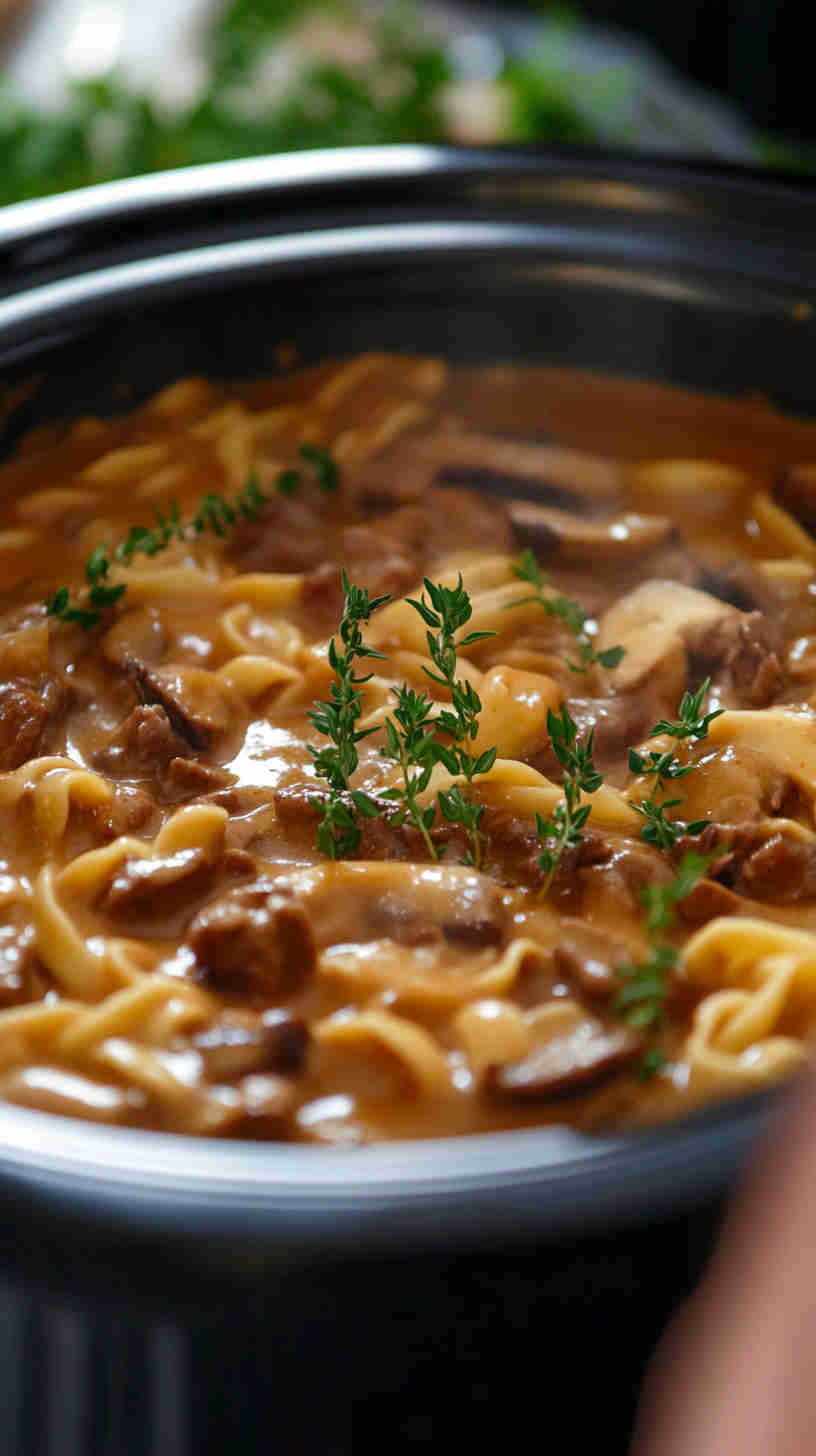 Family Favorite Crock Pot Beef Stroganoff