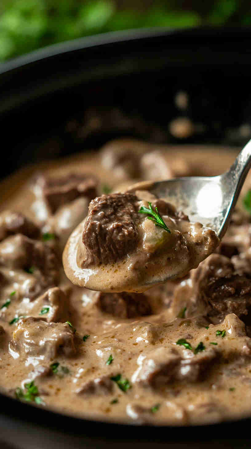 Family Favorite Crock Pot Beef Stroganoff