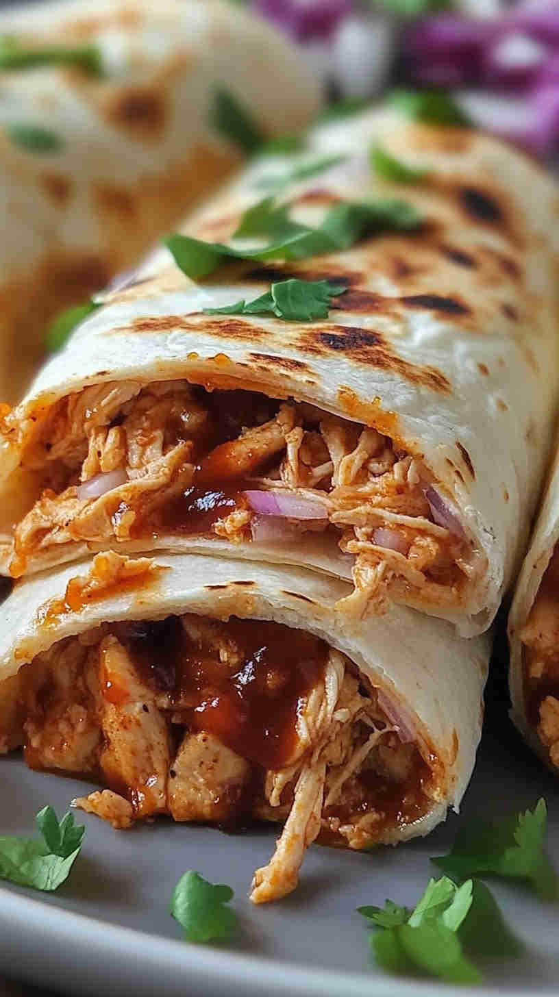 Grilled BBQ Pulled Chicken Wraps