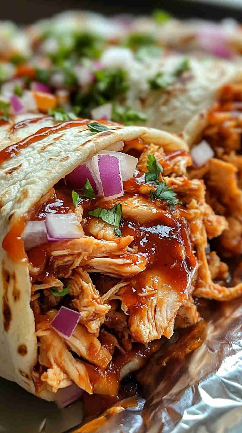 Grilled BBQ Pulled Chicken Wraps
