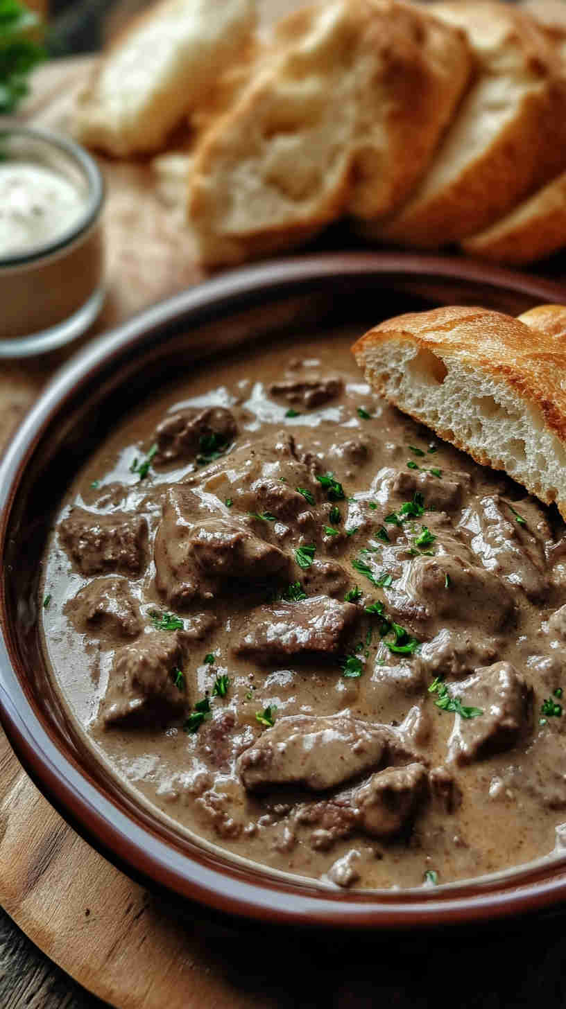 Hearty Homemade Beef Stroganoff in the Crock Pot