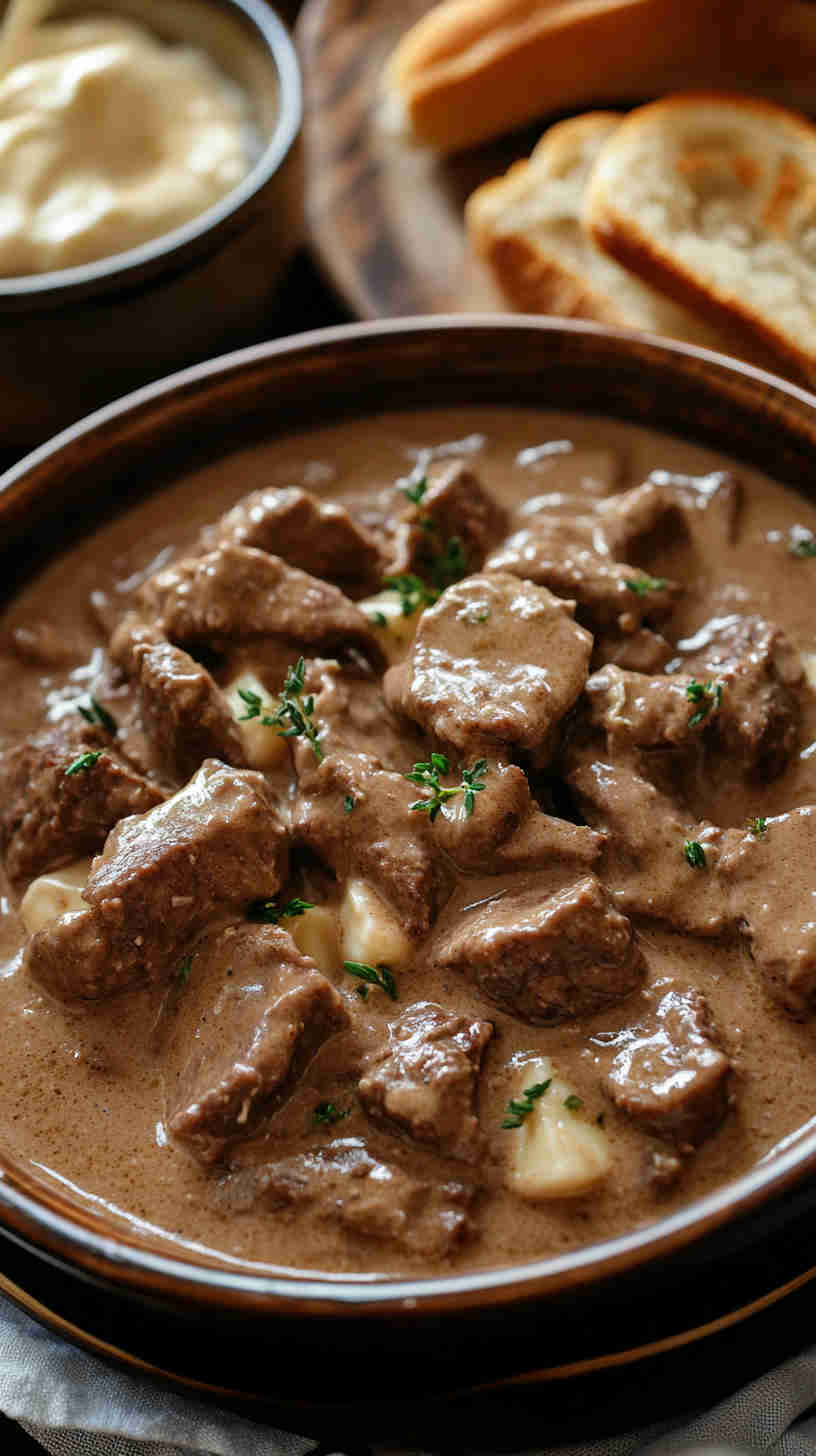 Hearty Homemade Beef Stroganoff in the Crock Pot