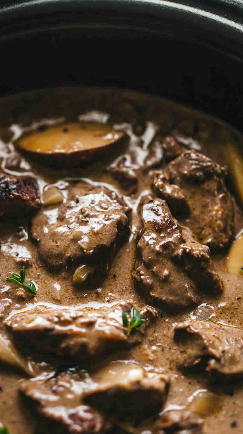 Hearty Homemade Beef Stroganoff in the Crock Pot