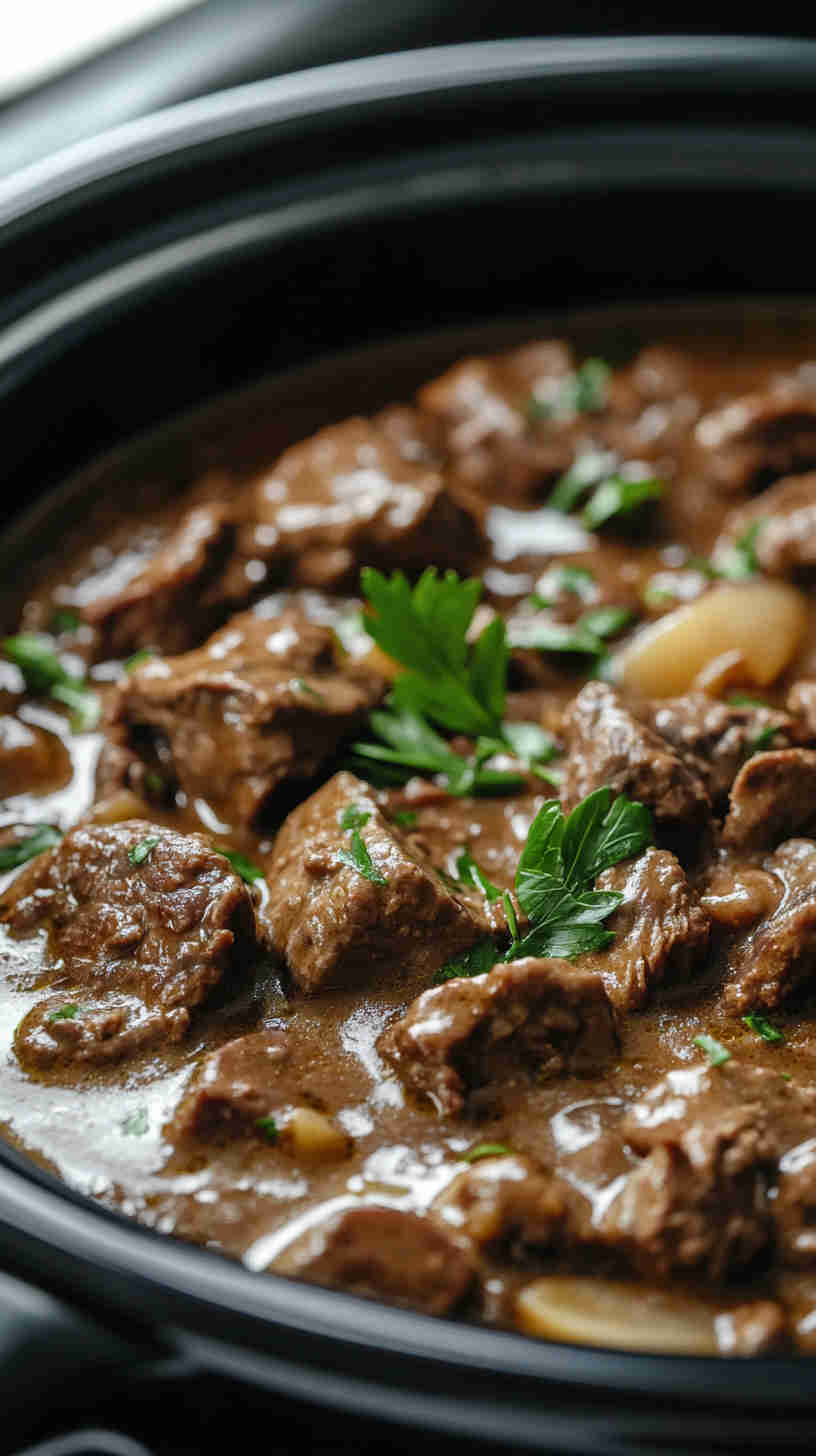 Hearty Homemade Beef Stroganoff in the Crock Pot
