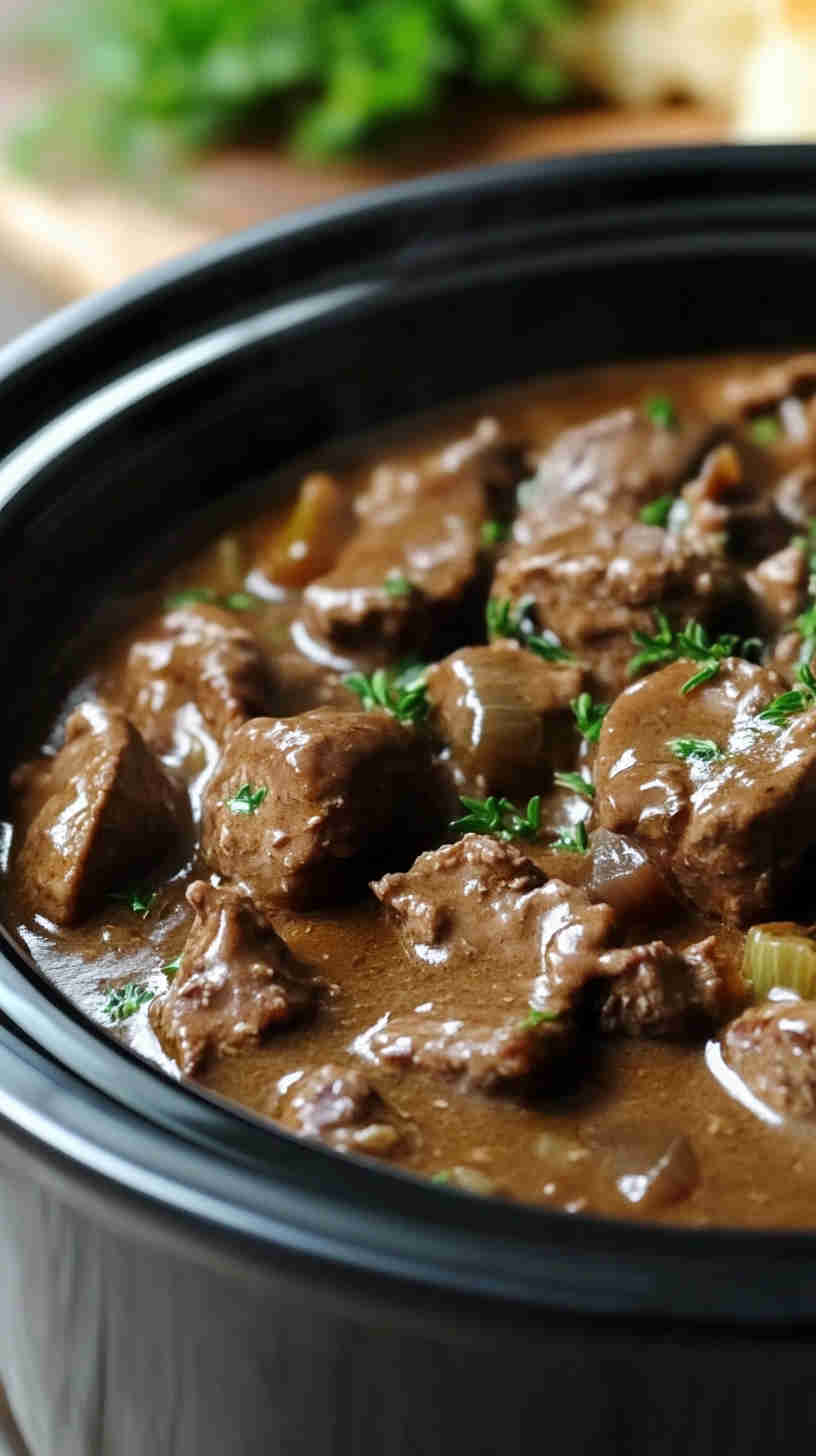 Hearty Homemade Beef Stroganoff in the Crock Pot