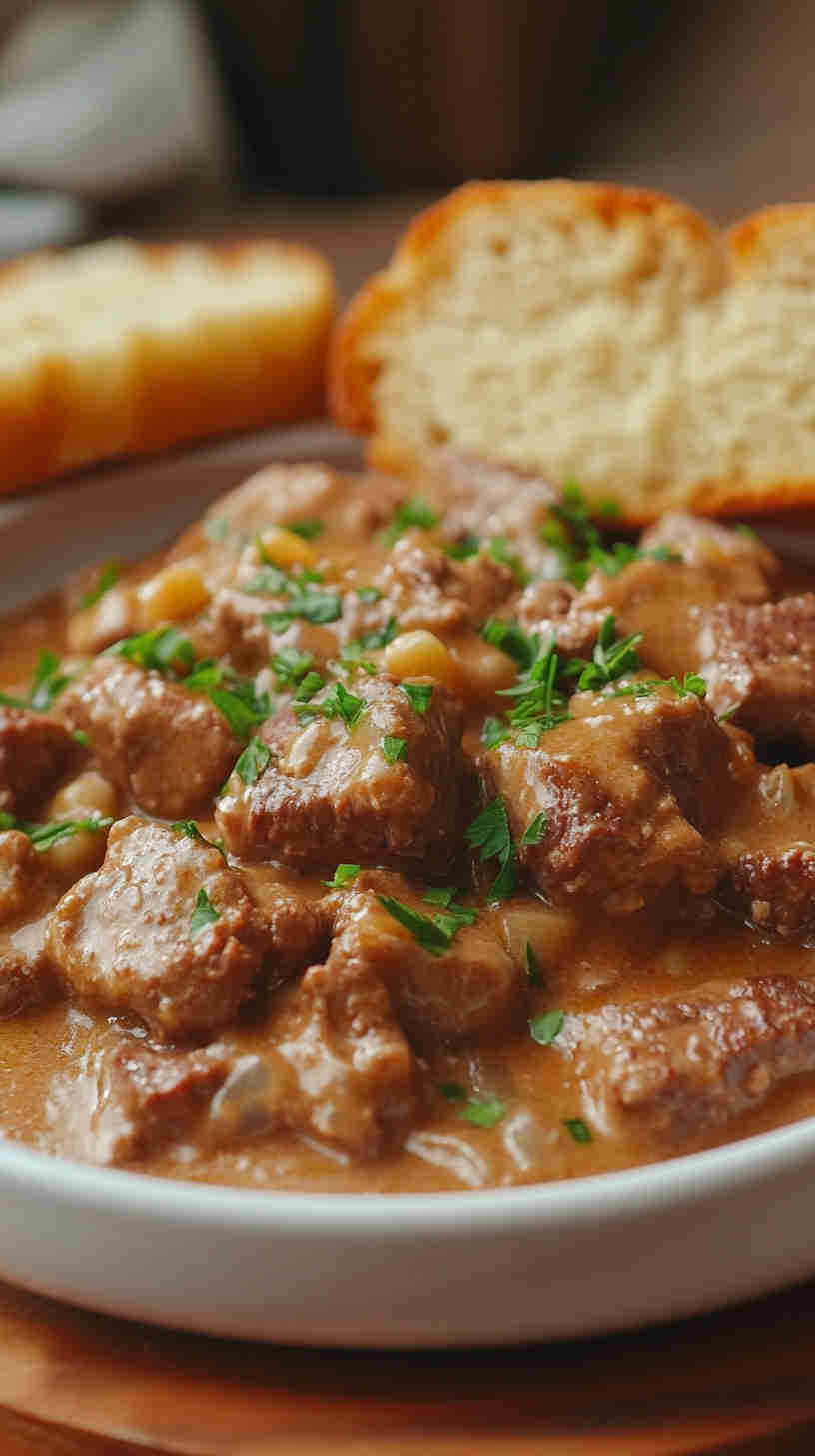 Hearty Homemade Beef Stroganoff in the Crock Pot