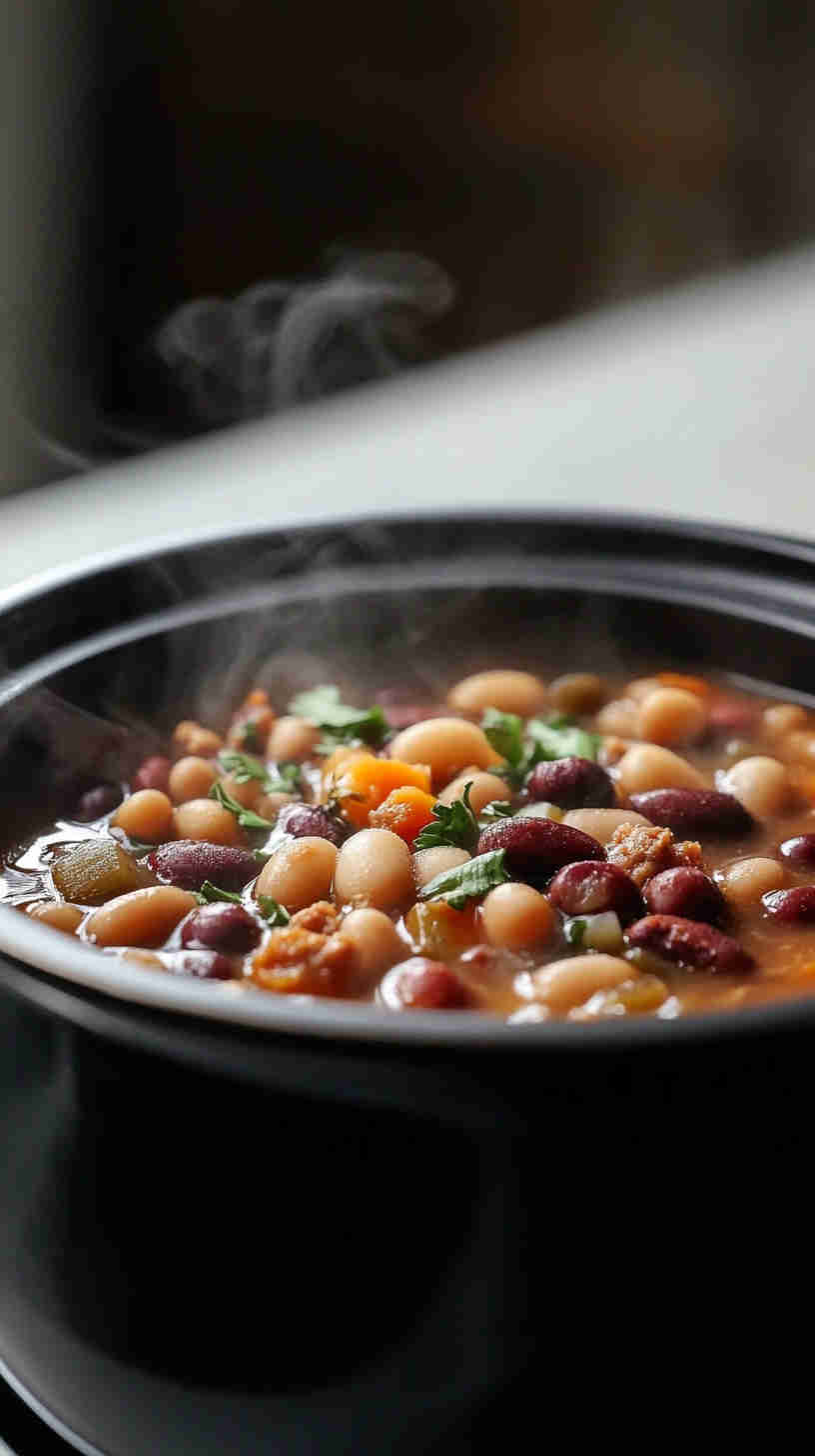 Hearty and Healthy 15 Bean Soup in the Slow Cooker
