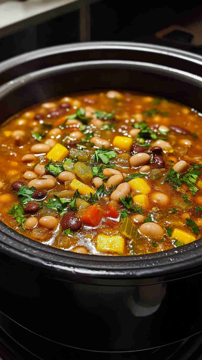 Hearty and Healthy 15 Bean Soup in the Slow Cooker