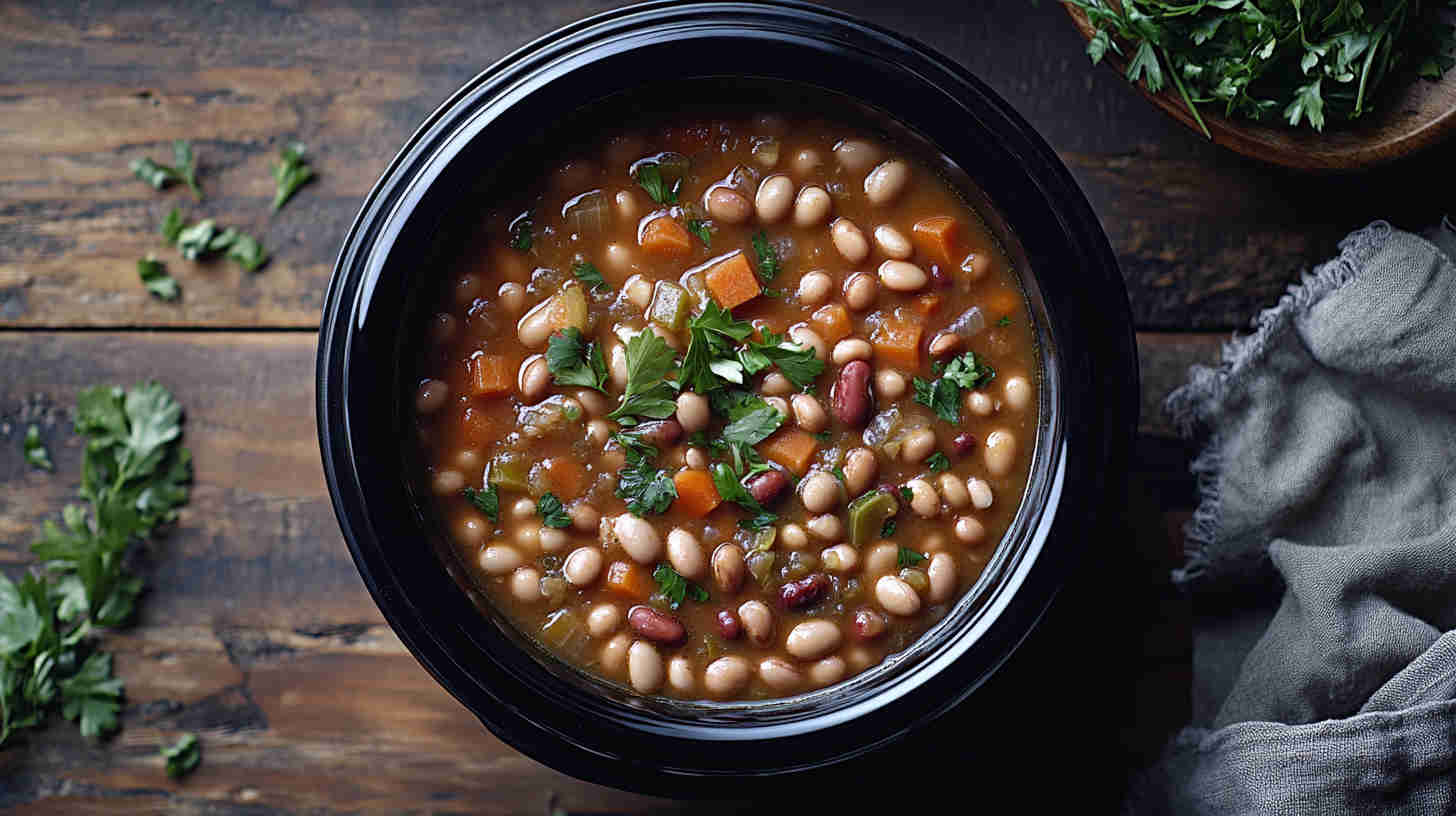 Hearty and Healthy 15 Bean Soup in the Slow Cooker