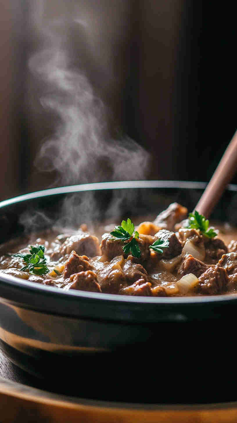 One-Pot Slow Cooker Beef Stroganoff