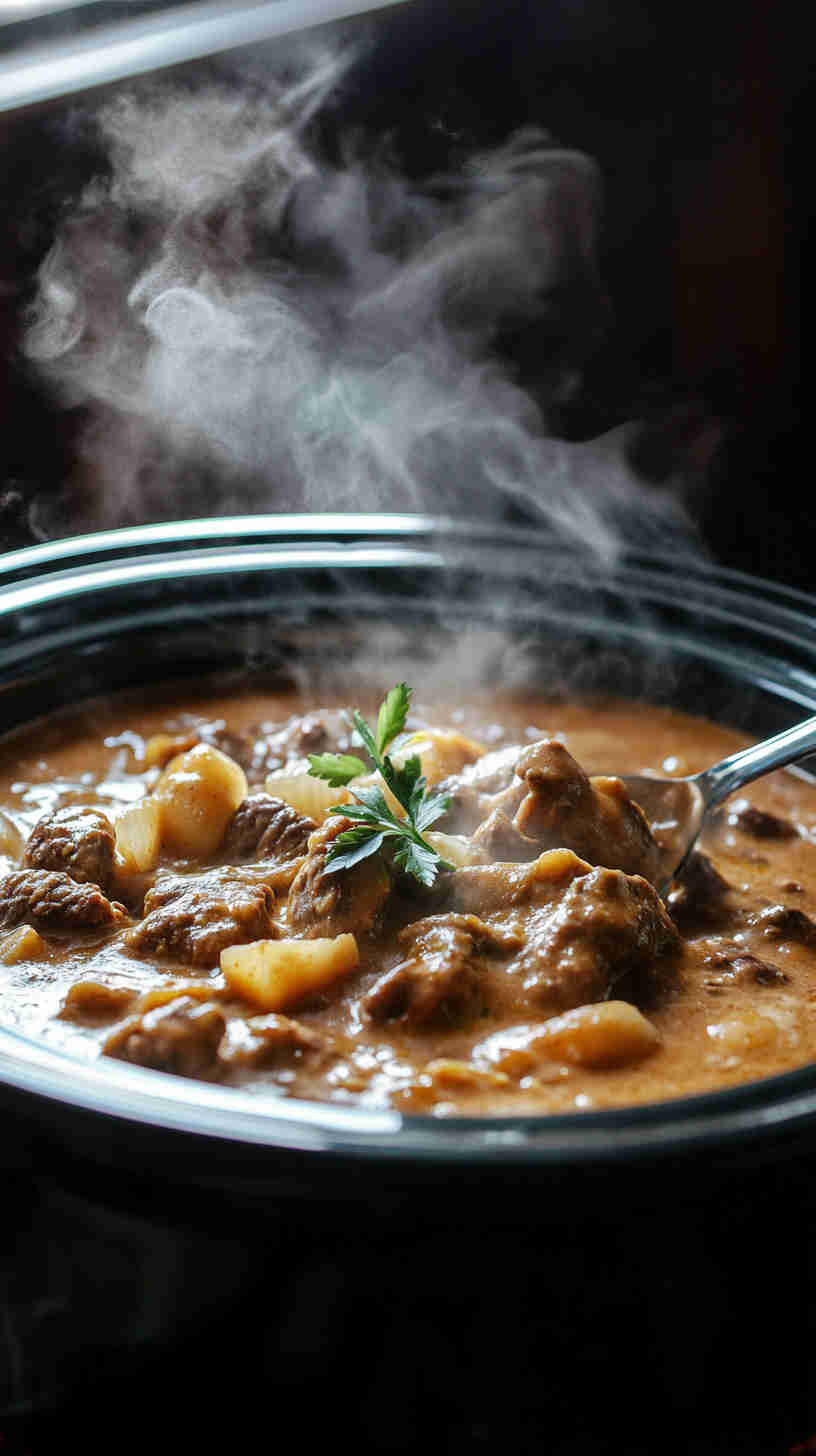 One-Pot Slow Cooker Beef Stroganoff