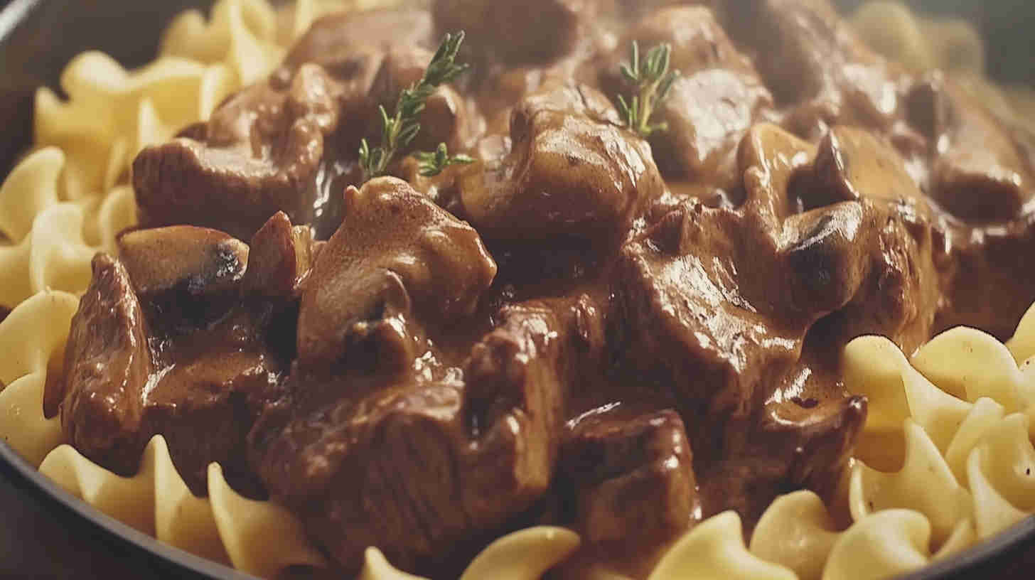Rich & Savory Beef Stroganoff in the Crock Pot