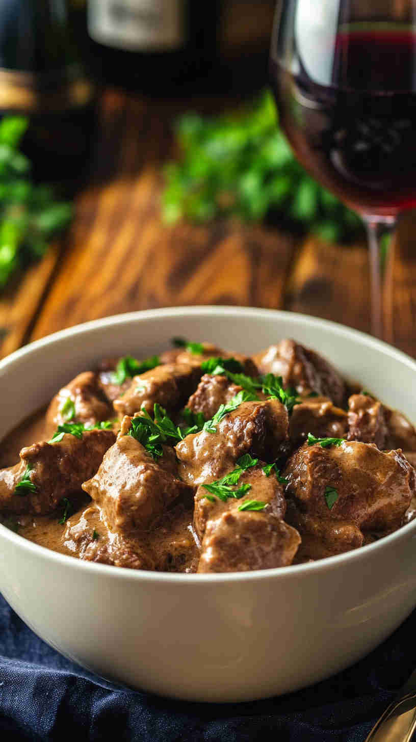 Rich & Savory Beef Stroganoff in the Crock Pot
