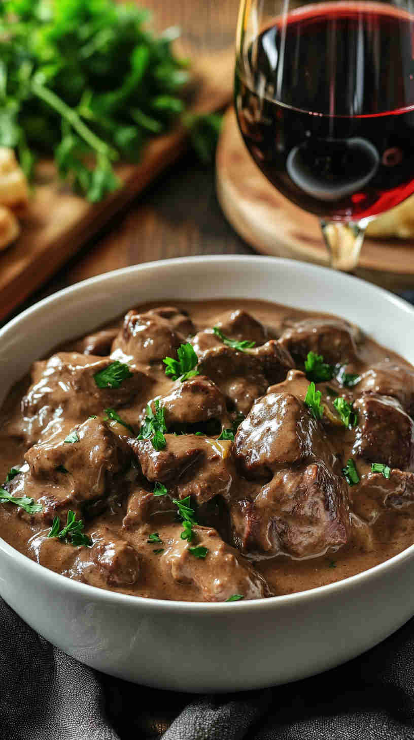 Rich & Savory Beef Stroganoff in the Crock Pot