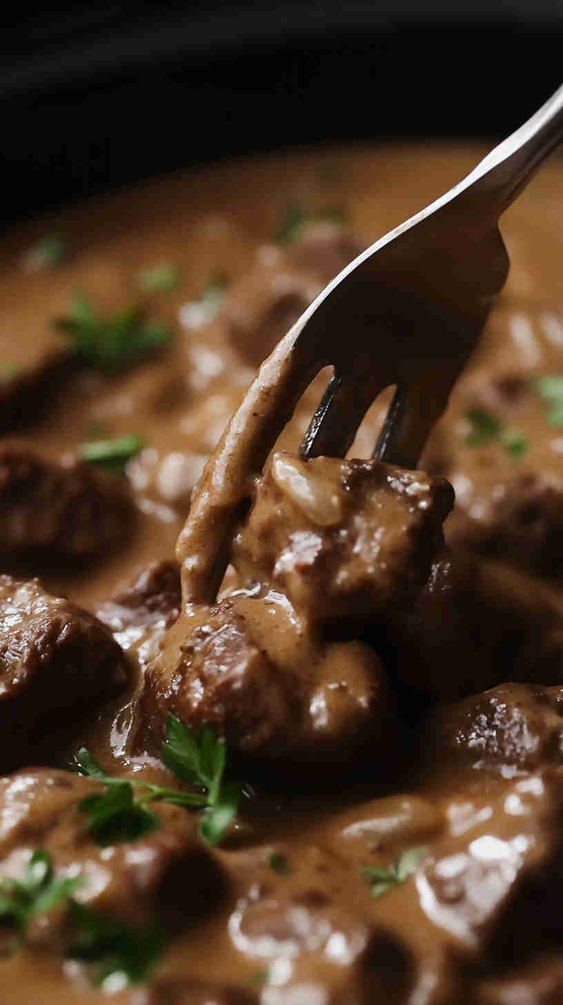Rich & Savory Beef Stroganoff in the Crock Pot