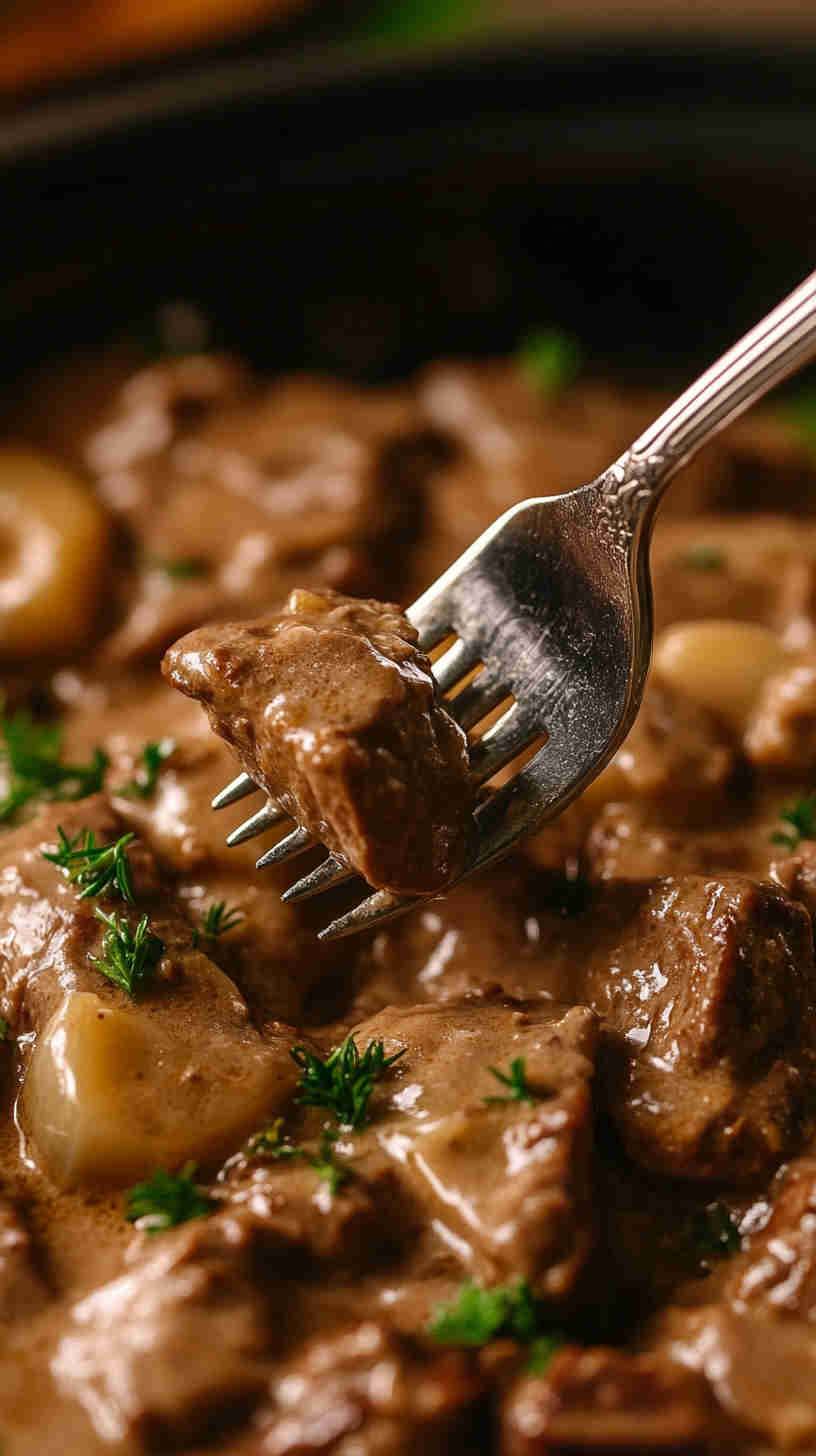 Rich & Savory Beef Stroganoff in the Crock Pot