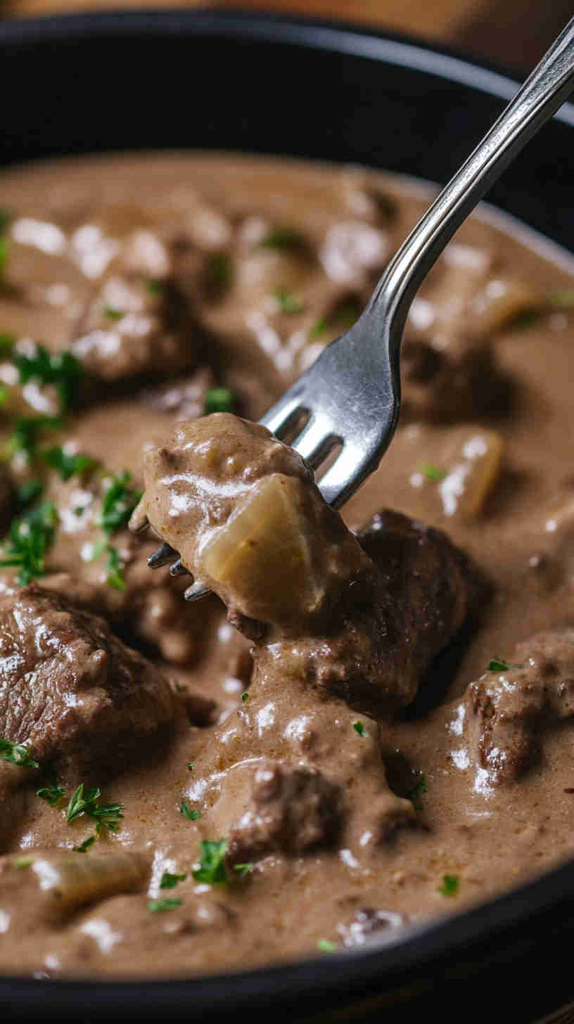Rich & Savory Beef Stroganoff in the Crock Pot